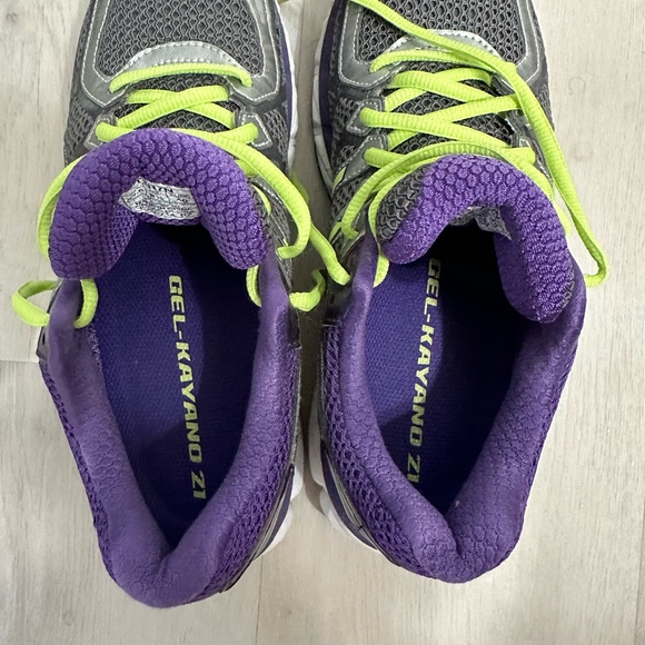 Asics Gel Kayano 21 Charcoal/Purple/Hazard Green/Silver - Picture 5 of 5